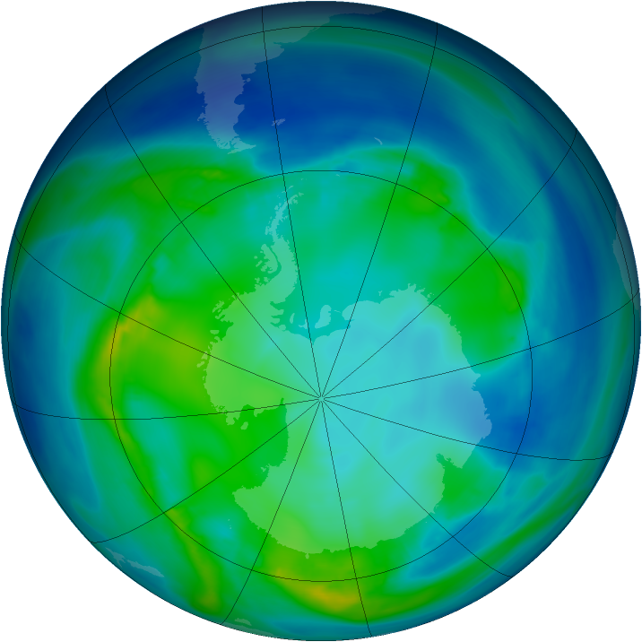 Antarctic ozone map for 08 May 2006